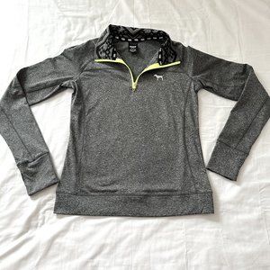 PINK Victoria's Secret Quarter Zip Grey Green Sweatshirt Size Medium